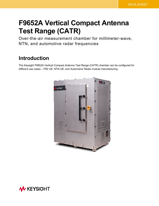 F9652A Vertical Compact Antenna Test Range (CATR) PDF Asset Page Keysight